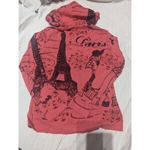 Keren Hart Paris Zip Up Hooded Long Sleeve Sequin And Beading Women's Size Small